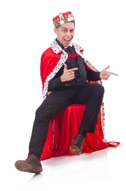 Taçlı bir iş adamı beyazlar içinde.