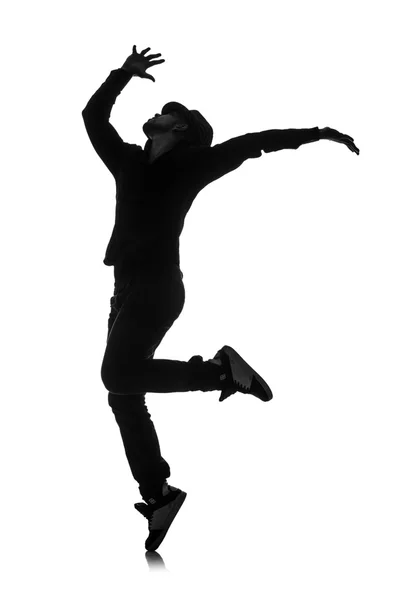 Silhueta de dançarino masculino isolado em branco — Fotografia de Stock