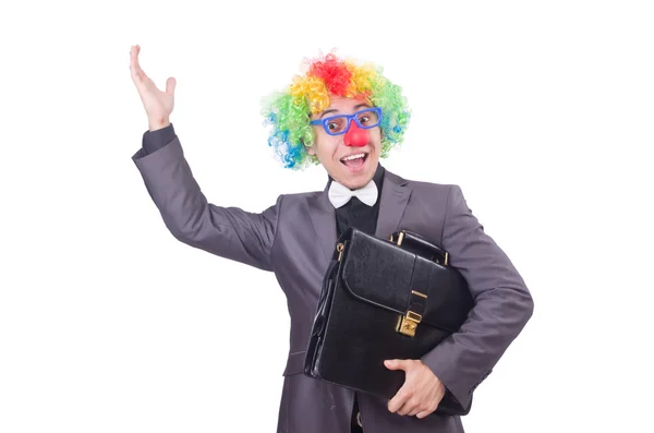 Clown affärsman isolerad på vitt — Stockfoto