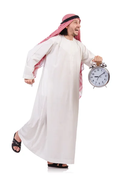 Arab człowiek w koncepcji czasu na biały — Zdjęcie stockowe