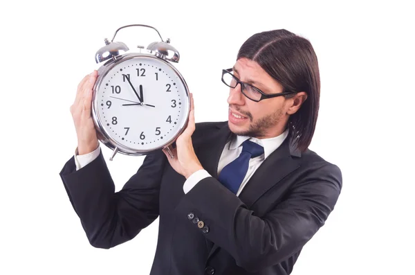 Joven hombre de negocios con reloj en blanco —  Fotos de Stock