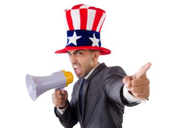 adam hoparlör ve Amerikan şapka