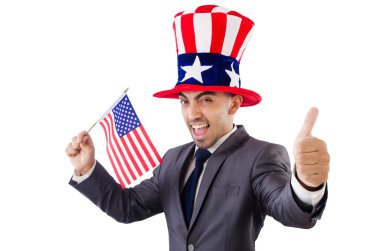 adam Amerikan bayrağı ve şapka