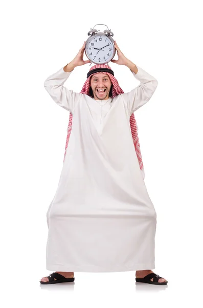Arab człowiek w koncepcji czasu na biały — Zdjęcie stockowe