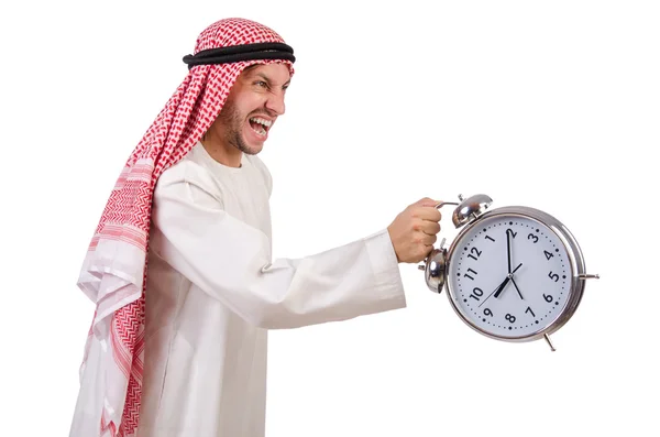 Arabe homme dans le temps concept sur blanc — Photo