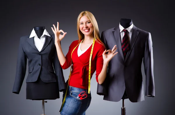 Young tailor isolated on the white — Stock Photo, Image