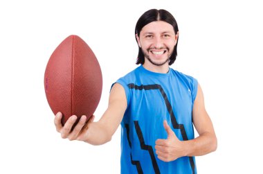 Genç amerikalı futbolcu beyaz üzerine