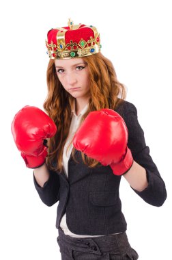 Kraliçe boksör işkadını beyaz izole