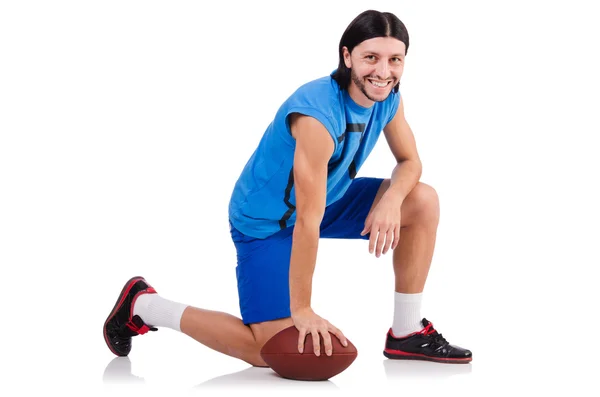 Young american football player on white — Stock Photo, Image