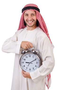 Arap adam beyaz üzerinde zaman kavramı