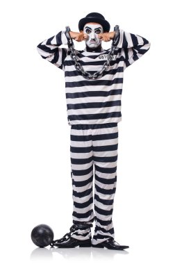 komik adam beyaz pranga ile sağlamlılık maskesi