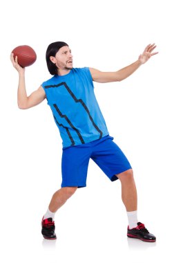 Genç amerikalı futbolcu beyaz üzerine