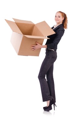 kadın iş kadını beyaz kutular