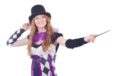 Sihirbaz kadın beyaz değnekle