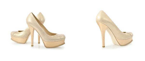 Композитное фото женской обуви, изолированной на белом — стоковое фото