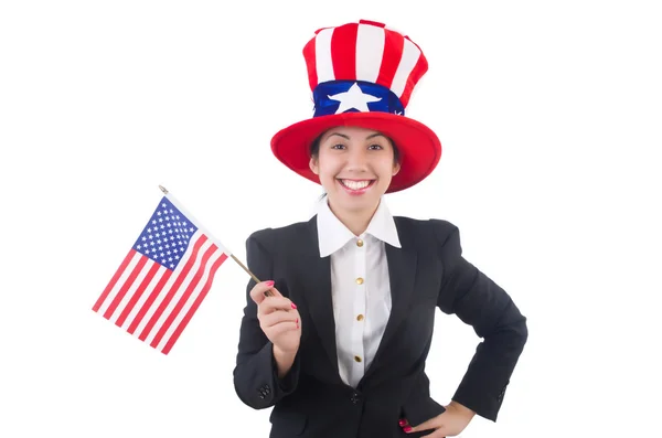 Woman businessman with american symbols — Stock Photo, Image