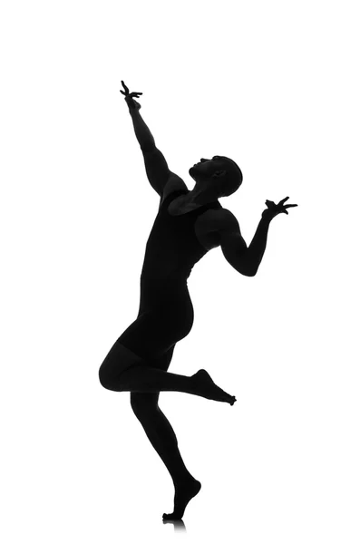 男舞者隔离在白色的身影 — 图库照片