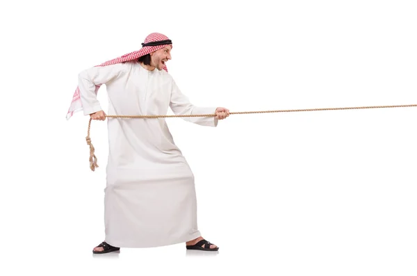 白の綱引きの概念のアラビア人 — ストック写真