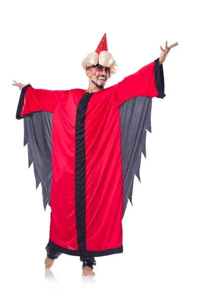 Wizard in red costume isolated on white — Stock Photo, Image
