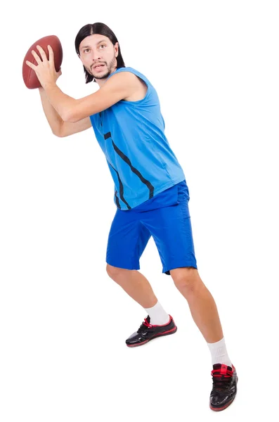 Young american football player on white — Stock Photo, Image