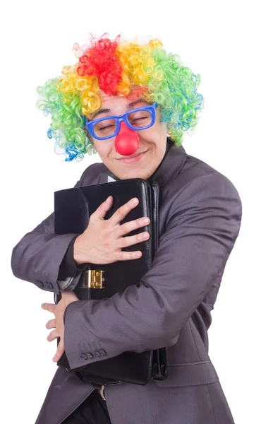 Clown homme d'affaires isolé sur blanc — Photo