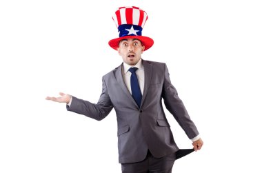 para isteyen Amerikan şapkalı adam