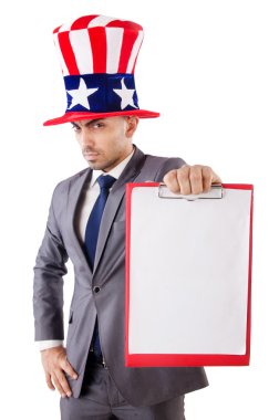 Beyaz arka plan üzerinde izole bağlayıcı olan adam