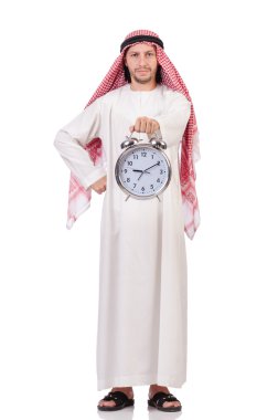 Arap adam beyaz üzerinde zaman kavramı