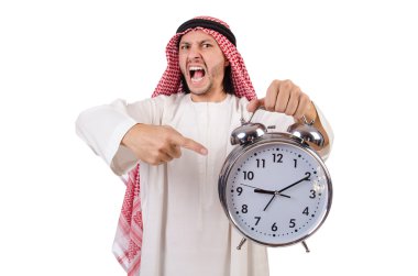 Arap adam beyaz üzerinde zaman kavramı