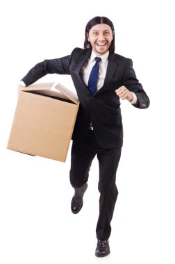 Beyaz kutulu komik adam.