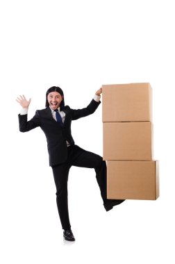 Beyaz kutulu komik adam.