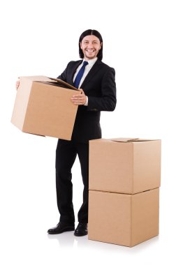 Beyaz kutulu komik adam.