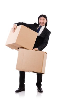 Beyaz kutulu komik adam.