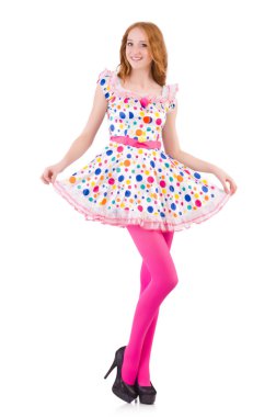 beyaz üzerine pembe çorap ile genç model