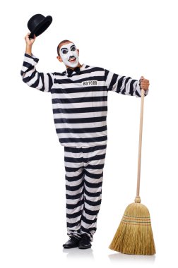 esir üzerinde beyaz izole süpürge ile