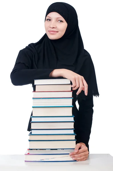 Joven estudiante musulmana con libros — Foto de Stock