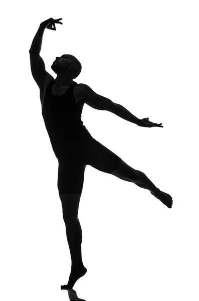 Силует чоловічої танцівниці ізольовано на білому — стокове фото