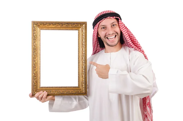 Arab z ramą na białym zdjęciu — Zdjęcie stockowe