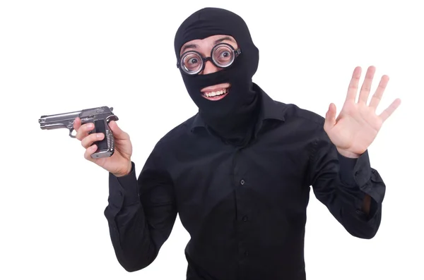 Grappige gangster geïsoleerd op de witte — Stockfoto