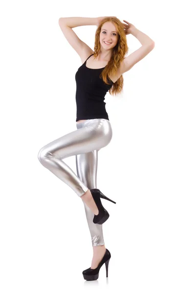 Young redhead girl in tight leggings — Stock Photo, Image