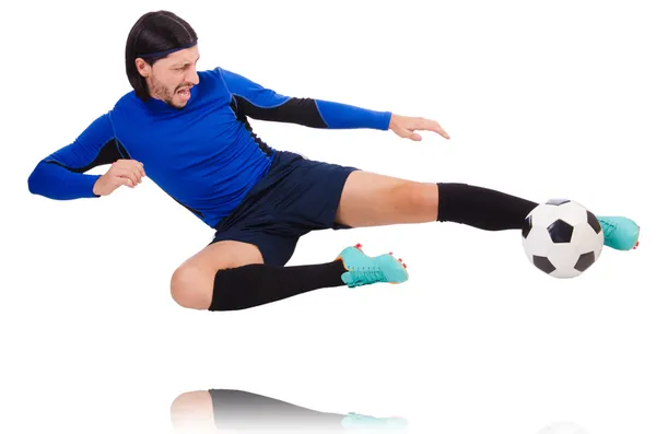 Jugador de fútbol aislado en el fondo blanco — Foto de Stock