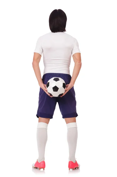 Beyaz üzerine genç futbol futbol oyuncusu — Stok fotoğraf