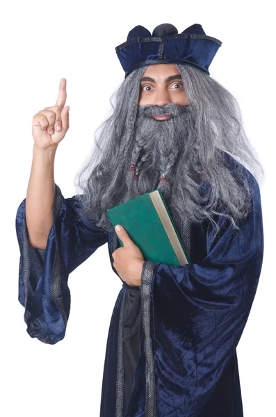 Wizard geïsoleerd op de wijze achtergrond — Stockfoto