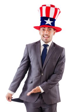 para isteyen Amerikan şapkalı adam