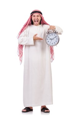 Arap adam beyaz üzerinde zaman kavramı