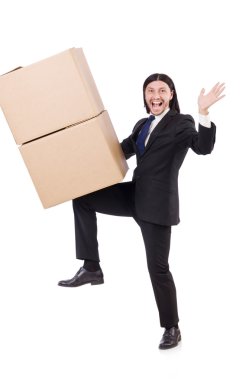 Beyaz kutulu komik adam.