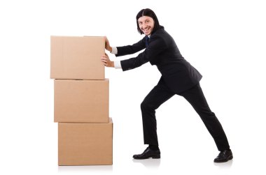 Beyaz kutulu komik adam.