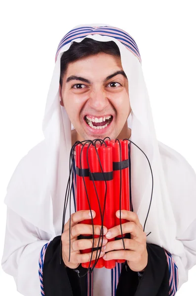 Uomo arabo con bastoni rossi di dinamite — Foto Stock