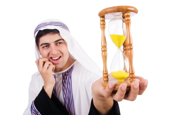 Homem árabe pensando sobre a passagem do tempo — Fotografia de Stock