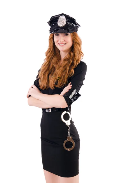 Redhead police officer isolated on white — Stock Photo, Image